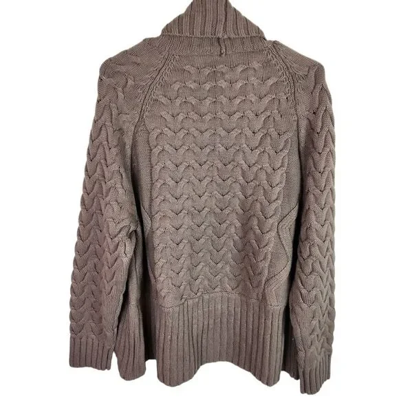 NWT SOFT SURROUNDINGS Cardigan Sinclair Taupe Heather Cable Knit Sweater XL - Picture 4 of 7